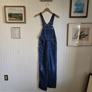 Lee Vintage Classic Blue Denim Straight Leg Distressed Overalls